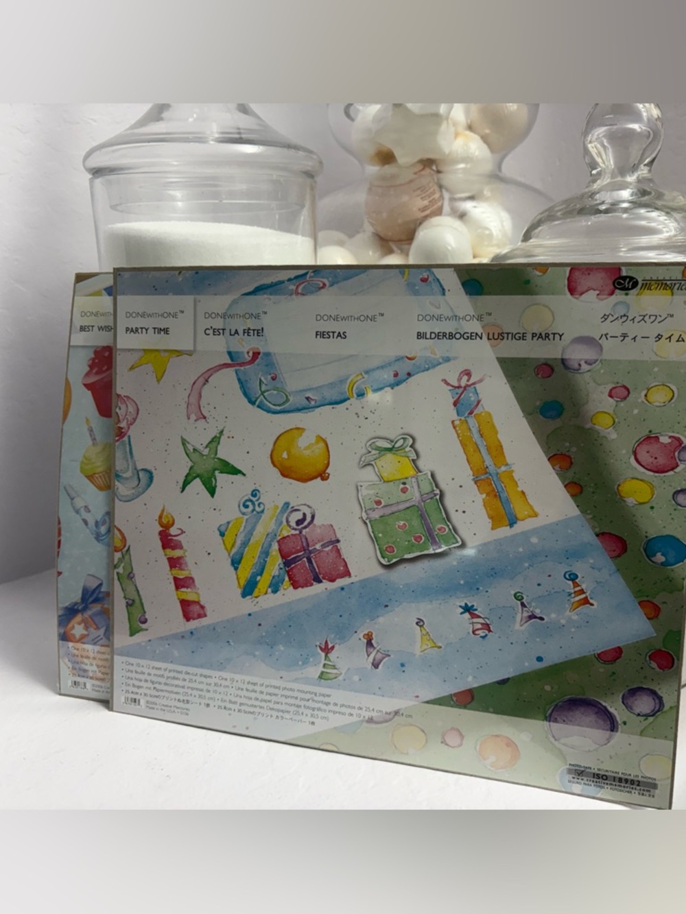 2 Creative Memories Done With One Best Wishes & Party Time Die-Cuts & Paper NIP